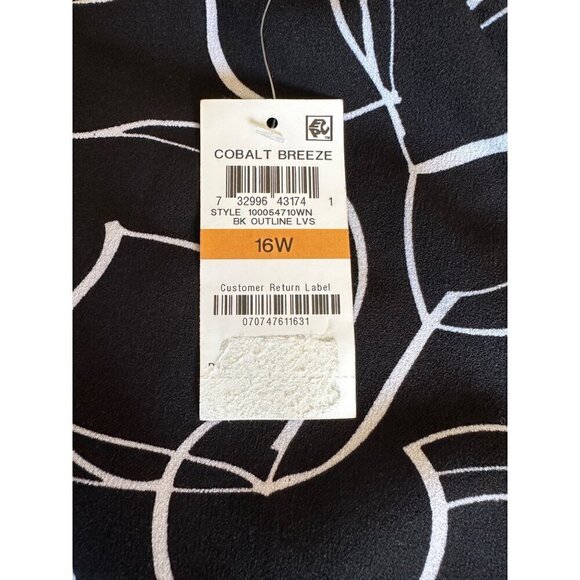 Alfani Skirt Plus Sz16W Midi Cobalt Breeze Black White Floral Elastic Waist NEW - Picture 5 of 12